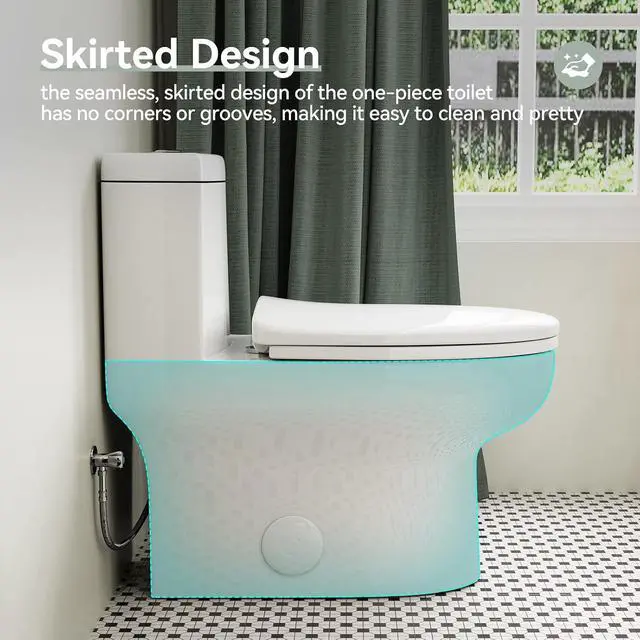 Alt view image 6 of 7 - HR-ST076WD Dual Flush Elongated Toilet with Soft Close Seat, High-Efficiency Supply, Standard Bathroom Toilet 12" Rough-In, White Finish