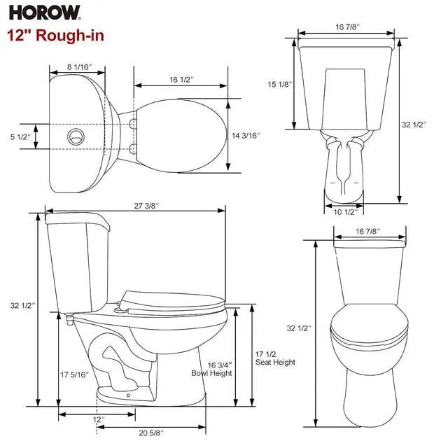 Alt view image 4 of 7 - 17 Inch High Round Toilet with ADA Chair Height, Two Piece Toilet with 1.1/1.6 GPF Dual Flush, MAP 1000g, Extra Tall Bowl for Tall Person & Seniors, HR-R17D