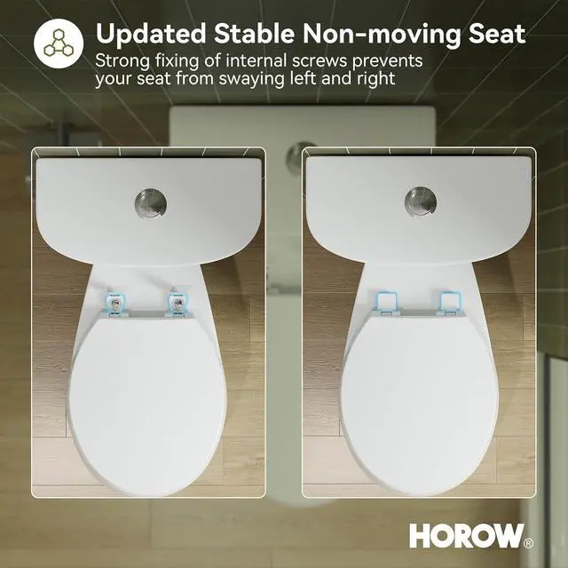Alt view image 6 of 7 - 17 Inch High Round Toilet with ADA Chair Height, Two Piece Toilet with 1.1/1.6 GPF Dual Flush, MAP 1000g, Extra Tall Bowl for Tall Person & Seniors, HR-R17D