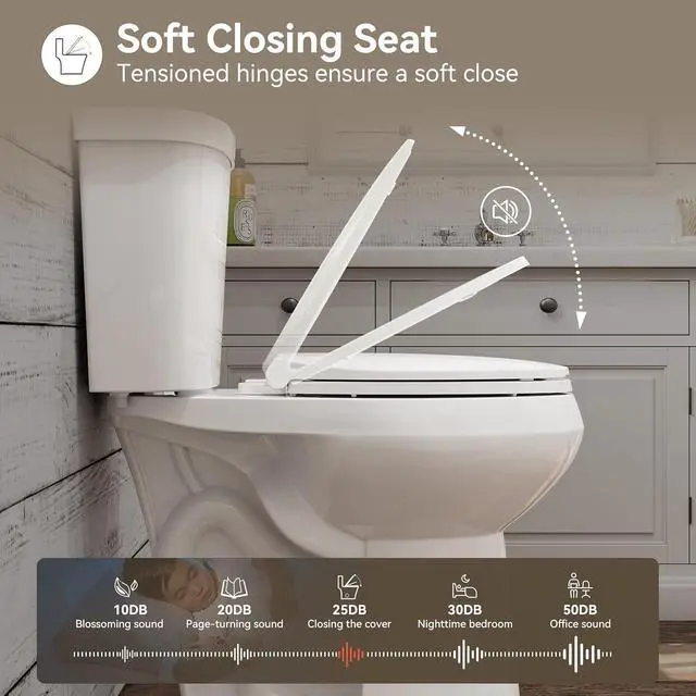 Alt view image 6 of 7 - 21 Inch Extra Tall Toilet for Seniors & Tall Adults, Chair Height Two Piece Elongated Toilet, MAP 1000g Powerful Flush, Dual Flush 1.1/1.6 GPF, Soft Close Seat, 12" Rough-In
