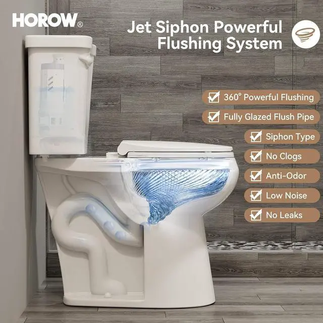Alt view image 4 of 6 - 21 Inch Extra High Round Toilet with ADA Chair Height, Two Piece Toilet with Powerful 1.28 GPF Single Flush, MAP 1000g, Toilet Bowl Suitable for Tall Person & Seniors, HR-R21S