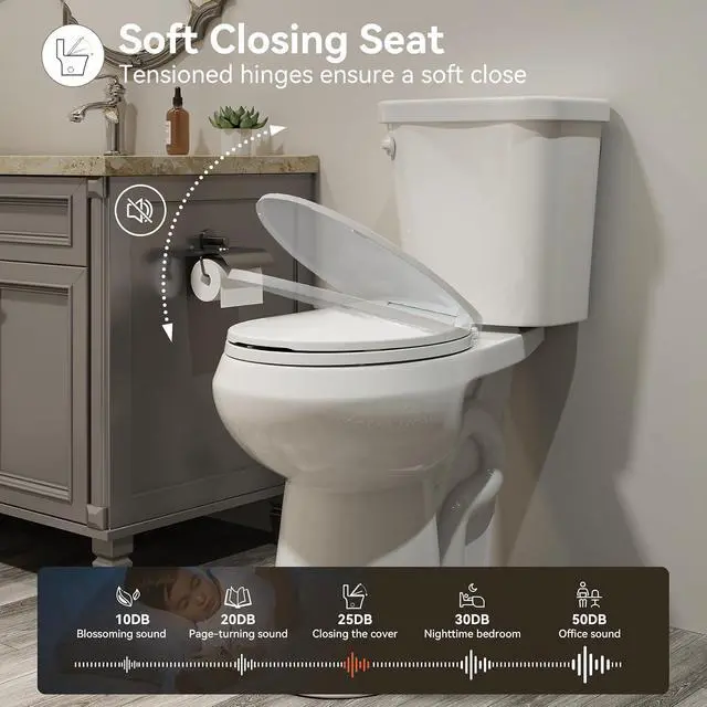 Alt view image 6 of 6 - 21 Inch Extra High Round Toilet with ADA Chair Height, Two Piece Toilet with Powerful 1.28 GPF Single Flush, MAP 1000g, Toilet Bowl Suitable for Tall Person & Seniors, HR-R21S