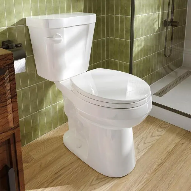 Main image of 17 Inch Compact Tall Toilet for Seniors, Two Piece Toilet for Small Bathroom with Powerful 1.28 GPF Single Flush, MAP 1000g, ADA Chair Height, Soft-Close Seat, and Round Bowl, HR-R17S