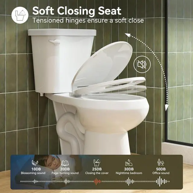 Alt view image 7 of 7 - 17 Inch Compact Tall Toilet for Seniors, Two Piece Toilet for Small Bathroom with Powerful 1.28 GPF Single Flush, MAP 1000g, ADA Chair Height, Soft-Close Seat, and Round Bowl, HR-R17S