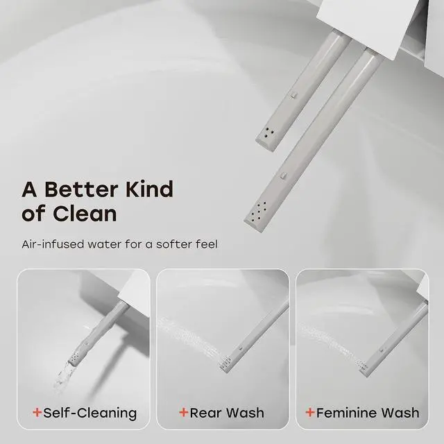 Alt view image 5 of 7 - N30 Non-Electric Bidet Toilet with Auto Flush, No Outlet or Rewiring Needed, Battery Powered, Tankless One-Piece Elongated Toilet with Dual Nozzle Wash, ADA Chair Height, 1.22 GPF, 12" Rough-In