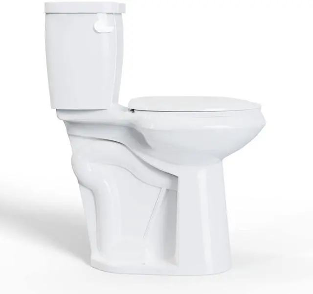 Alt view image 3 of 7 - Tall Elongated Toilet 21 Inch High Toilets,Single Flush & 12 Inch Rough in Toilet, S-trap Bathroom Toilet Bowl & Water Tank for Seniors, Disabled & Tall Person