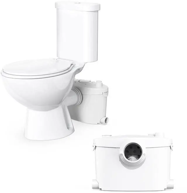 Main image of 600W Macerating Toilet System for Toilet, Bathroom Sink & Tub | Upflow Toilet System with AC Vent | Silent & Powerful | Toilet Bowl, Toilet Seat, Water Tank & Macerator Pump Basement SUPERFLO