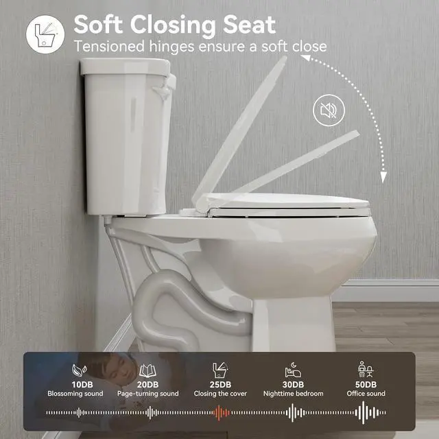 Alt view image 7 of 7 - 21 Inch Extra High Elongated Toilet with ADA Chair Height, Two Piece Toilet with Powerful 1.28 GPF Single Flush, MAP 1000g, Toilet Bowl Suitable for Tall Person & Seniors, HR-E21S
