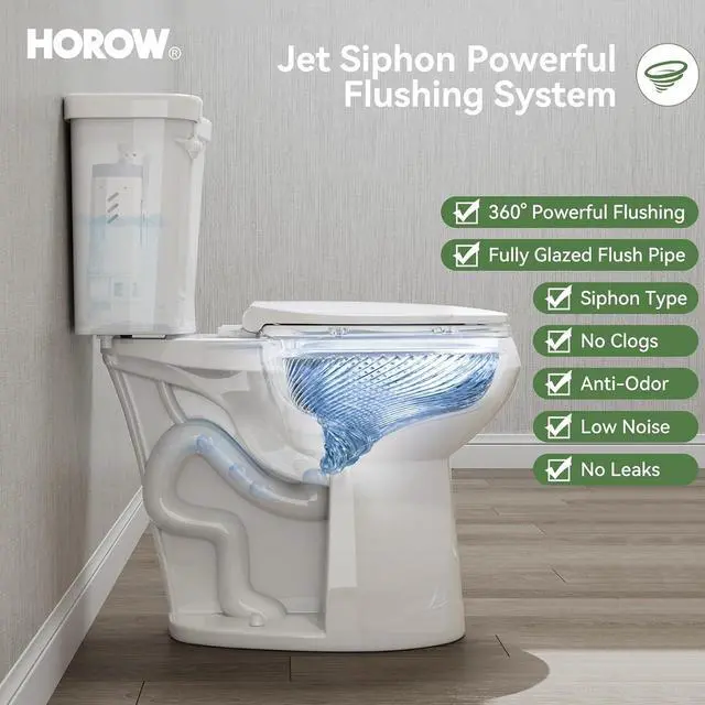 Alt view image 4 of 7 - 21 Inch Extra High Elongated Toilet with ADA Chair Height, Two Piece Toilet with Powerful 1.28 GPF Single Flush, MAP 1000g, Toilet Bowl Suitable for Tall Person & Seniors, HR-E21S