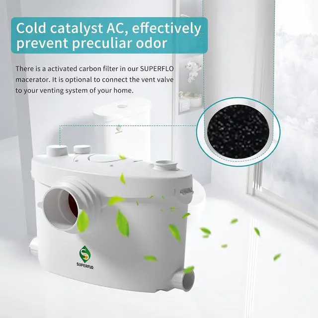 Alt view image 5 of 7 - 600W Macerating Toilet for Basement,Upflush Toilet System Connect Dual Flush & Rear Outlet Toilet, Sink & Tub,included Toilet Bowl, Water Tank & Macerator Pump SUPERFLO