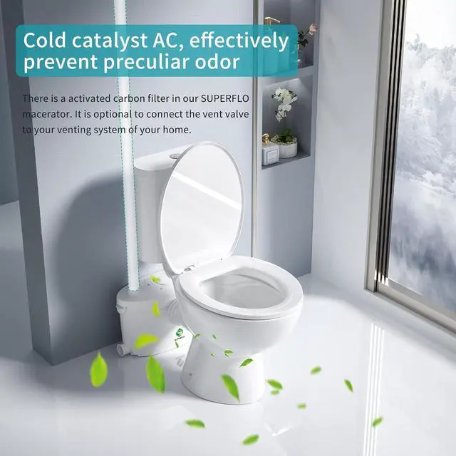 Alt view image 7 of 7 - 600W Macerating Toilet for Basement,Upflush Toilet System Connect Dual Flush & Rear Outlet Toilet, Sink & Tub,included Toilet Bowl, Water Tank & Macerator Pump SUPERFLO