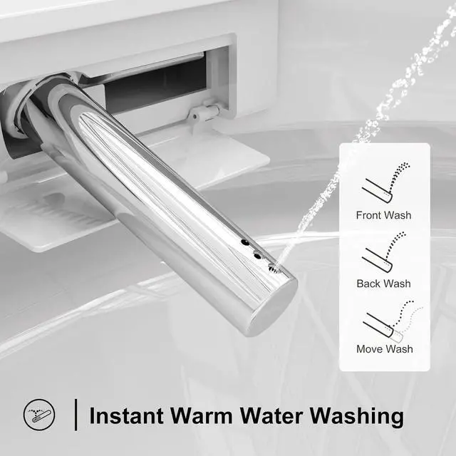 Alt view image 2 of 6 - Smart Toilet with Heated Bidet, Modern Bidet Toilet With Instant Warm Water, Pre-Wet, Tankless Toilet with Dual Flush System 1/1.27 GPF, White Bidet Toilet (HR-T16SD)