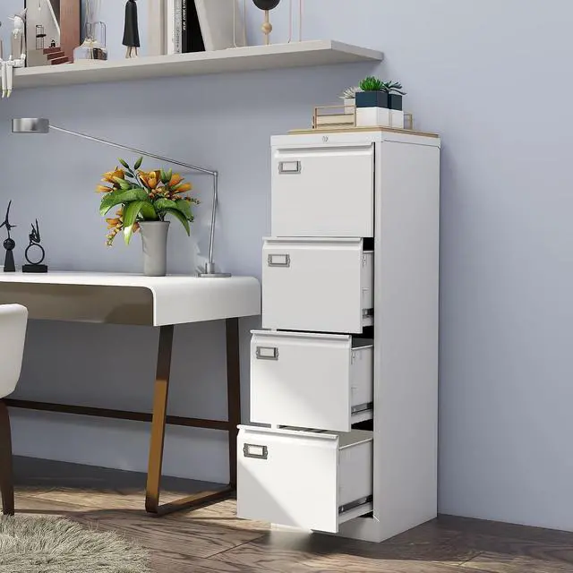 Alt view image 2 of 7 - 4-Drawer File Cabinet, 16.3" Deep Vertical Filing Cabinet with Lock, Metal File Cabinet for Home Office, Anti-Tip 4 Storage Drawers for Letter/Legal/A4/F4 Size (Assemble Required, White)