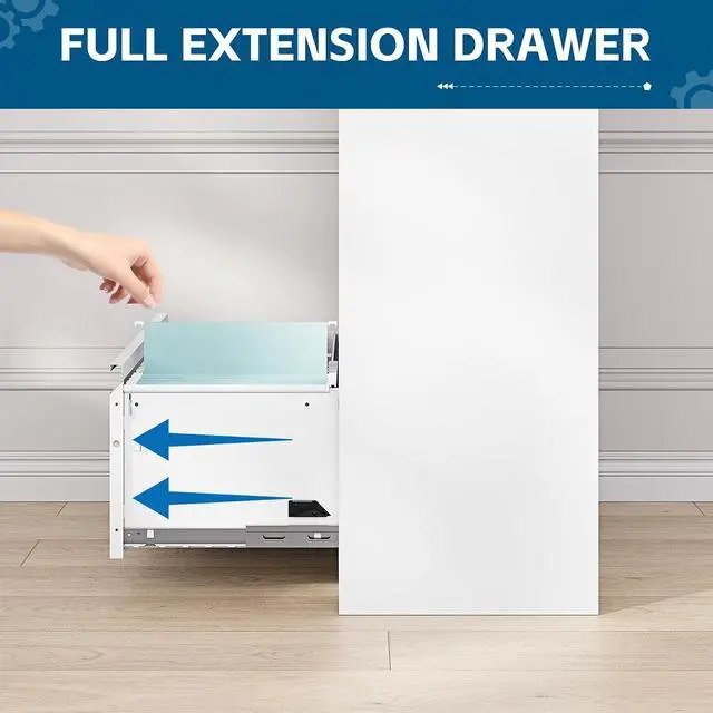 Alt view image 5 of 7 - 2-Drawer Metal File Cabinet, Lateral Vertical Filing Cabinets for Home Office, Locking File Cabinet with Storage Shelves, Legal/Letter/A4 Size (White, Assemble Required)