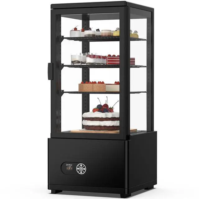 Main image of Commercial Display Refrigerator, 3 Cu. FT (86 L) Cake Display Case with LED Lighting | Double-Layered Glass | Automatic Defrost | Commercial Display Fridge for Home, Store and Coffee, Bakery, Black