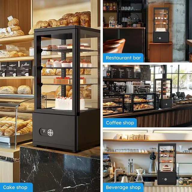 Alt view image 7 of 7 - Commercial Display Refrigerator, 3 Cu. FT (86 L) Cake Display Case with LED Lighting | Double-Layered Glass | Automatic Defrost | Commercial Display Fridge for Home, Store and Coffee, Bakery, Black