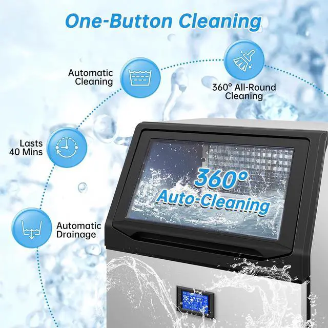 Alt view image 4 of 7 - Ice Machine Commercial Ice Maker Machine, 450 Lbs /24H, 200 lbs Bin, Under Counter Built-in or Freestanding, Stainless Steel Household Use, Restaurant Bar Kitchen Cafe