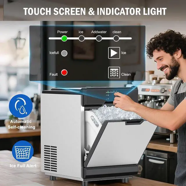 Alt view image 3 of 7 - Nugget Ice Maker Countertop, 70 LBS/Day with 20 LBS Storage Bin, Freestanding/Countertop Ice Maker Machine Stainless Steel, Soft Chewable Pellet Ice Machine for Home Bar Kitchen Office, Self-Cleaning