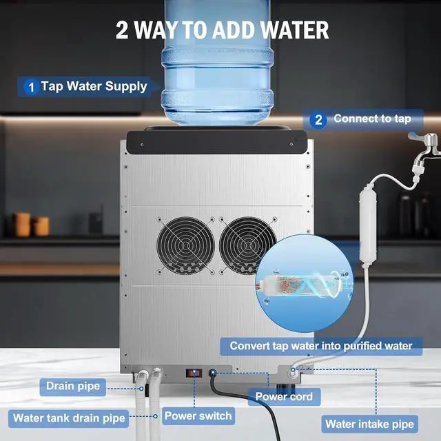 Alt view image 4 of 7 - Nugget Ice Maker Countertop, 70 LBS/Day with 20 LBS Storage Bin, Freestanding/Countertop Ice Maker Machine Stainless Steel, Soft Chewable Pellet Ice Machine for Home Bar Kitchen Office, Self-Cleaning