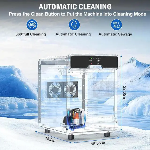 Alt view image 7 of 7 - Nugget Ice Maker Countertop, 65 LBS/Day with 15 LBS Storage Bin, Freestanding/Countertop Ice Maker Machine Stainless Steel, Soft Chewable Pellet Ice Machine for Home Bar Kitchen Office, Self-Cleaning