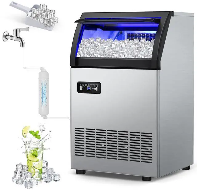 Main image of Commercial Ice Maker 260Lbs/24H, Undercounter Ice Maker Machine with 55 Lbs Storage Ice Bin, Built-in Freestanding Stainless Steel Commercial Ice Machine for Shop,Bar, Restaurant, Cafe, Hotel
