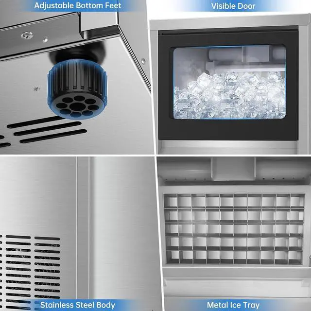 Alt view image 7 of 7 - 150LBS Undercounter Commercial Ice Maker, Freestanding Built-in Commercial Ice Machine, Adjustable Ice Maker, Dual Water Ice Machine, Self-Cleaningfor Bar, Restaurant, Cafe, Office, Home, Party