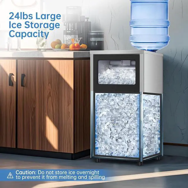 Alt view image 4 of 7 - 150LBS Undercounter Commercial Ice Maker, Freestanding Built-in Commercial Ice Machine, Adjustable Ice Maker, Dual Water Ice Machine, Self-Cleaningfor Bar, Restaurant, Cafe, Office, Home, Party