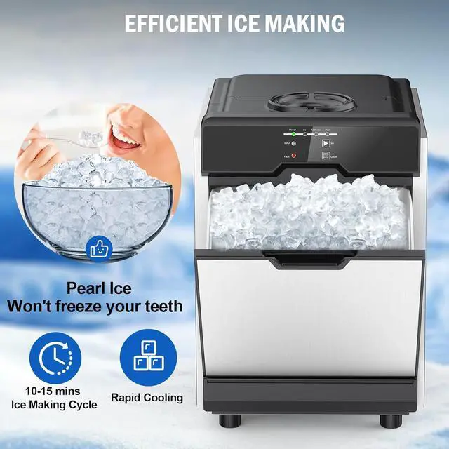Alt view image 7 of 7 - Nugget Ice Maker Countertop, 70 LBS/Day with 20 LBS Storage Bin, Freestanding/Countertop Ice Maker Machine Stainless Steel, Soft Chewable Pellet Ice Machine for Home Bar Kitchen Office, Self-Cleaning