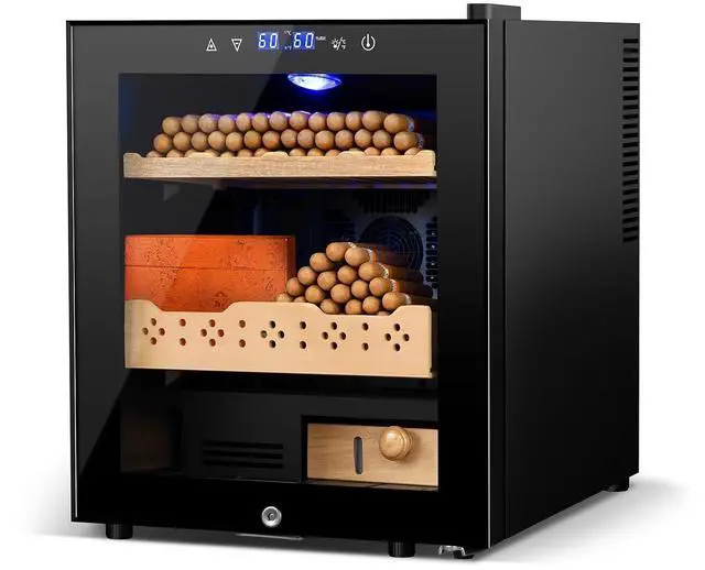 Main image of Electric Humidor for Cigars, 50L 300 Counts Large Capacity, Thermostatic Electric Cigar Cooler Cabinet with Spanish Cedar Wood Shelves, Digital LED Screen, Smart Humidity & Temp Control, Gifts for Men