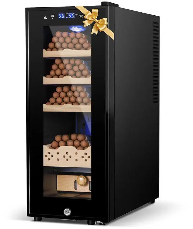 Main image of Cigar Electric Humidor, 35L 250 Counts Large Capacity Thermostatic Electric Cigar Cooler Cabinet with Digital LED Screen, Safety Lock,Smart Humidity & Temp Control, Gifts for Men