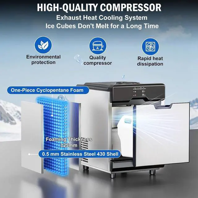 Alt view image 5 of 7 - Nugget Ice Maker Countertop, 70 LBS/Day with 20 LBS Storage Bin, Freestanding/Countertop Ice Maker Machine Stainless Steel, Soft Chewable Pellet Ice Machine for Home Bar Kitchen Office, Self-Cleaning