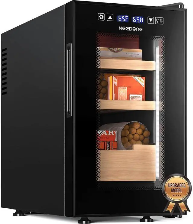 Main image of 23L Pro 1S Cigar Humidor, Smart Humidity & Temp Quiet Control, Holds 150 Counts, Electric Thermostatic Cabinet w/Spanish Cedar Wood Shelves & Drawer, Digital Hygrometer, Gifts for Men