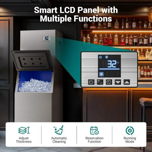 Alt view image 4 of 6 - Commercial Ice Maker Machine, 680Lbs/24h with 560LBS Ice Bin Commercial Ice Machine, ETL Approval Industrial Ice Machine, Stainless Steel Self-Cleaning for Bar Restaurant Hotel