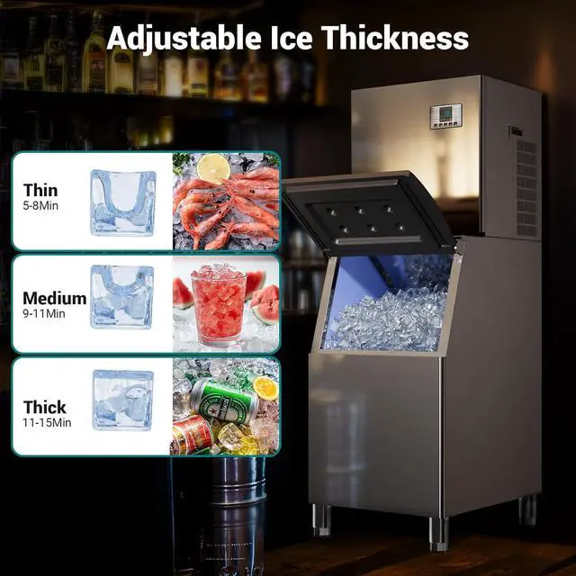 Alt view image 5 of 6 - Commercial Ice Maker Machine, 680Lbs/24h with 560LBS Ice Bin Commercial Ice Machine, ETL Approval Industrial Ice Machine, Stainless Steel Self-Cleaning for Bar Restaurant Hotel