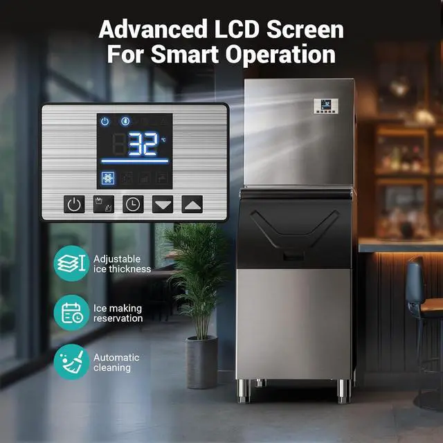 Alt view image 7 of 7 - Commercial Ice Maker Machine 680Lbs/24H with 560LBS Storage Bin, Industrial Ice Machine, Self Cleaning, ETL Certified, Ice Ready in 8-15min, Perfect for Restaurant Bar Cafe