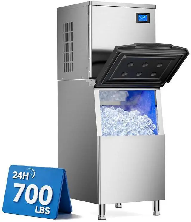 Main image of Commercial Ice Maker Machine 700Lbs/24H with 500LBS Storage Bin, Industrial Ice Machine, Self Cleaning, ETL Certified, Ice Ready in 5-15min, Perfect for Restaurant Bar Cafe
