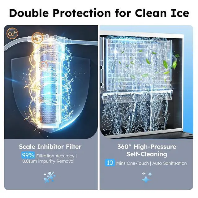 Alt view image 6 of 7 - Commercial Ice Maker Machine, 700Lbs/24H with 500LBS Ice Bin Commercial Ice Machine, ETL Approval Industrial Ice Machine, Stainless Steel Self-Cleaning for Bar Restaurant Hotel