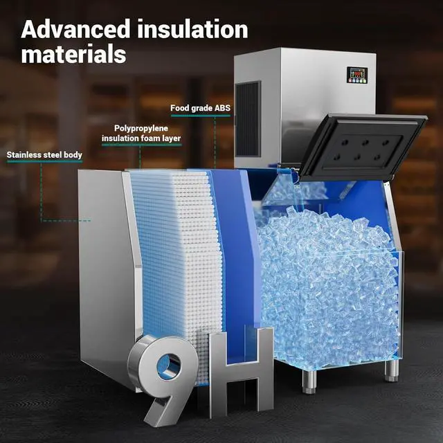 Alt view image 6 of 7 - Commercial Ice Maker Machine 580Lbs/24H with 400LBS Storage Bin, Industrial Ice Machine, Self Cleaning, ETL Certified, Ice Ready in 5-15min, Perfect for Restaurant Bar Cafe