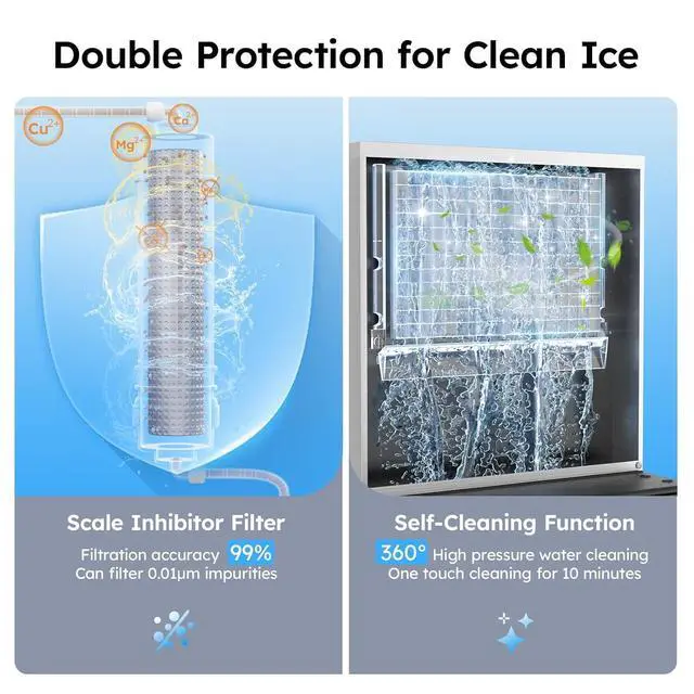 Alt view image 3 of 7 - Commercial Ice Maker Machine 580Lbs/24H with 400LBS Storage Bin,Self Cleaning Stainless Steel Industrial Ice Machine, Ice Ready in 5-15min, Perfect for Bar/Cafe/Restaurant/Business,Silver