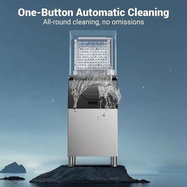 Alt view image 7 of 7 - Commercial Ice Maker Machine 580Lbs/24H with 400LBS Storage Bin,Self Cleaning Stainless Steel Industrial Ice Machine, Ice Ready in 5-15min, Perfect for Bar/Cafe/Restaurant/Business,Silver