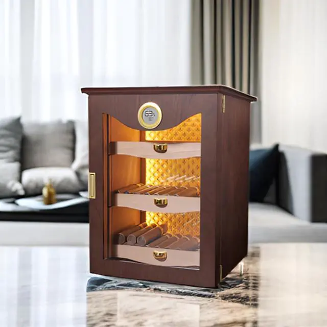 Alt view image 7 of 7 - LED Cigar Humidor Cabinet, Peruvian Spanish Cedar, Precision Hygrometer, Elegant and Gorgeous Design - Exceptional Gift for Fathers, Husbands, Gentlemen Friends, and Cigar Enthusiasts