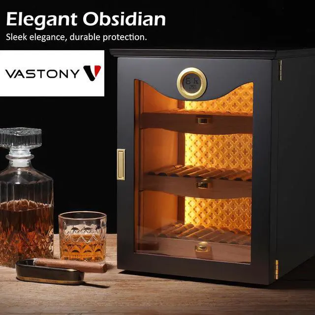 Alt view image 6 of 7 - LED Cigar Humidor Cabinet, Peruvian Spanish Cedar, Precision Hygrometer, Elegant and Gorgeous Design - Exceptional Gift for Fathers, Husbands, Gentlemen Friends, and Cigar Enthusiasts
