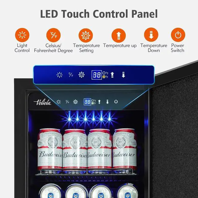 Alt view image 5 of 7 - 15 Inch Outdoor Beverage Refrigerator Cooler,Stainless Steel 127 Cans Beverage Fridge with French Door Under Counter Built-in or Freestanding, Perfect for Beer, Cola