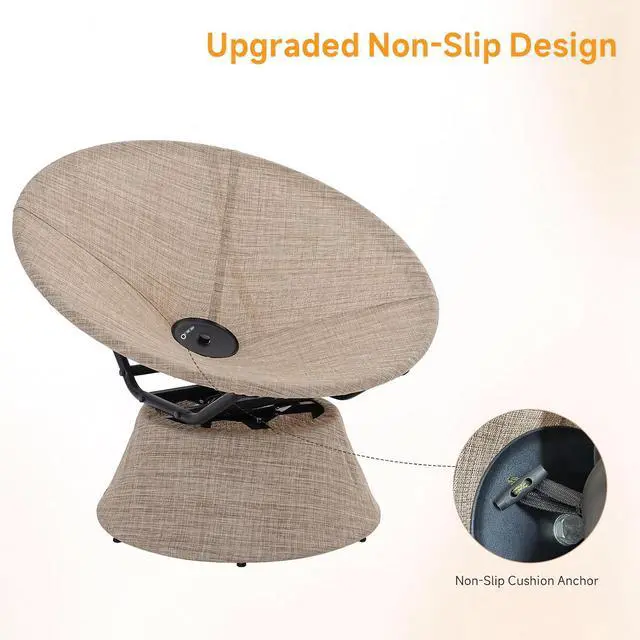 Alt view image 5 of 7 - 2026 Upgraded 43 Papasan Chair with Non-Slip Cushion Anchor, Swivel Lounge Chair with Reinforced Steel Frame for Indoor/Outdoor, Comfortable Reading Chair for Living Room, Patio, Porch, Beige