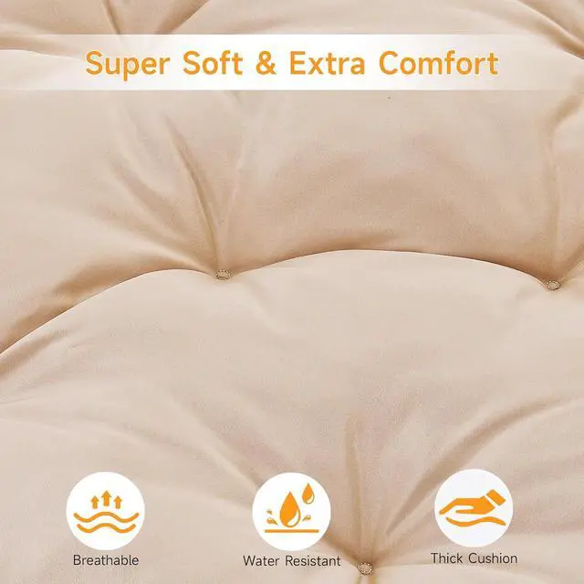 Alt view image 6 of 7 - 2026 Upgraded 43 Papasan Chair with Non-Slip Cushion Anchor, Swivel Lounge Chair with Reinforced Steel Frame for Indoor/Outdoor, Comfortable Reading Chair for Living Room, Patio, Porch, Beige