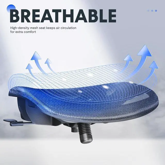 Alt view image 5 of 7 - Ergonomic Office Chair, High Back Mesh Swivel Computer Chair, Executive Office Desk Chairs, with Adjustable Lumbar Support/2D Headrest/Lockable Backrest, OC3 Mesh Seat, Gray