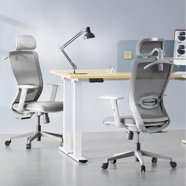 Alt view image 2 of 7 - OC3 Cloud Ergonomic Office Chair, Mesh Back Computer Chair, Home Office Desk Chairs with Adjustable Lumbar Support/3D Headrest/Reliable Base, Elastic Foam Seat, Light Gray
