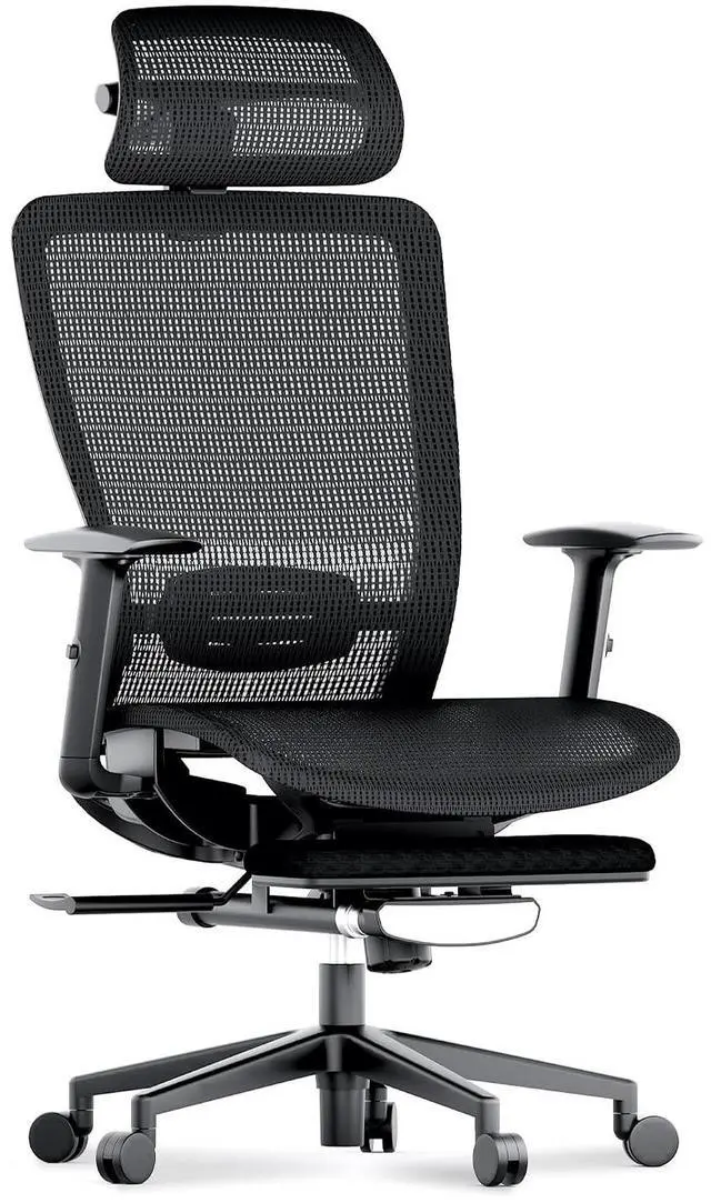 Main image of OC3 Air Ergonomic Office Chair with Footrest, Mesh Back Computer Chair, Home Office Desk Chairs, with Adjustable Lumbar Support/3D Headrest/Reliable Base, Mesh Seat Cushion, Black, Air-F