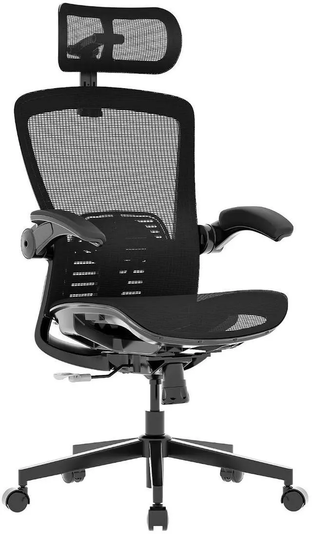 Main image of Ergonomic Office Chair with Flip-up Armrest, Free Space for Heavy People, Computer Chair with 8-Level Lumbar Support, Mesh OC3 Air-P Seat, Desk Chairs for Home Office Gaming Working, Black