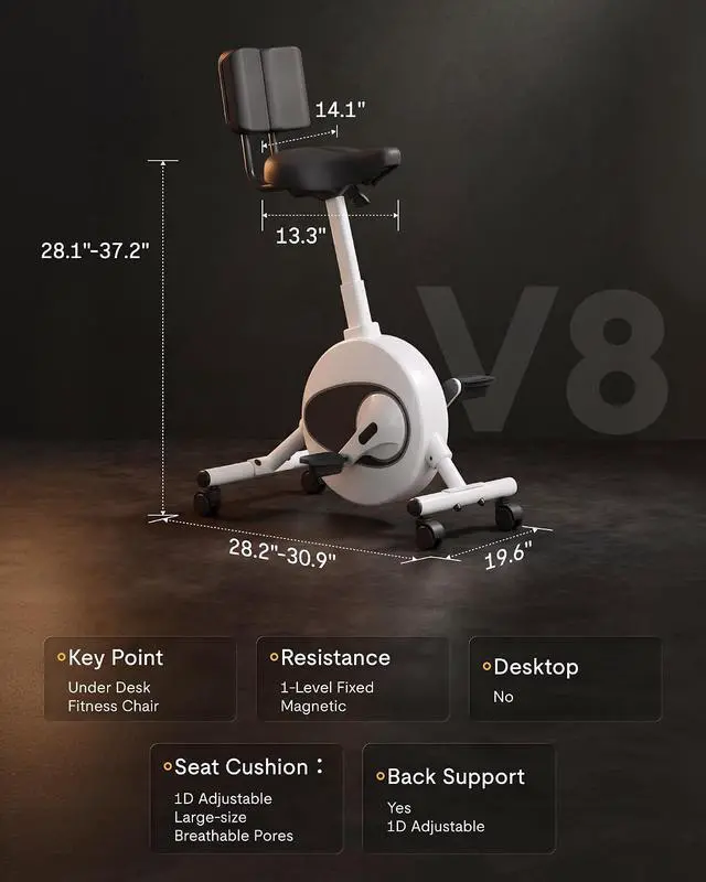 Alt view image 2 of 7 - Multi-Task Office Desk Chair with Integrated Bike Comfortable Low-Back Lumbar Support Wheels, Space Saving Armless Chairs for Home Office Desk Active Working Relaxing Exercising, Black